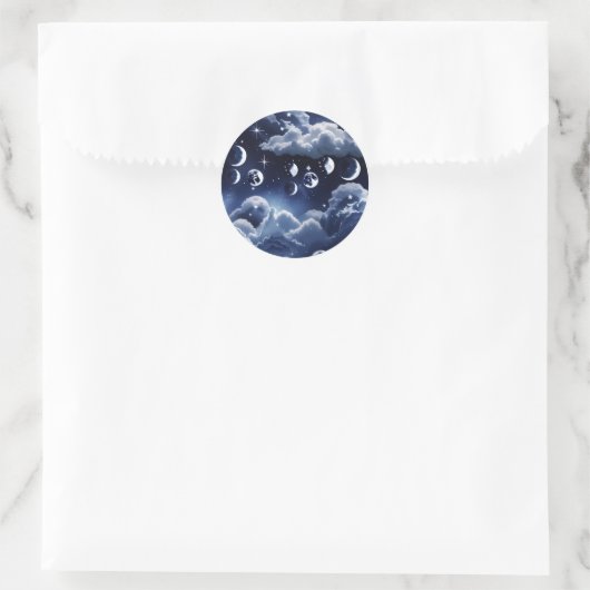 Sticker - Silver Celestial Moon Lunar Design  (Sac)