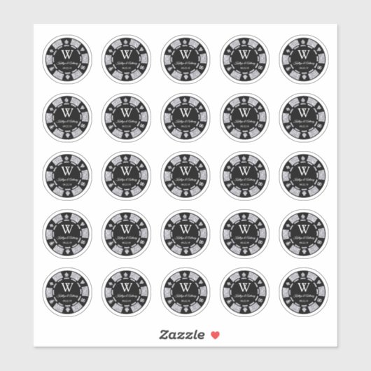 Sticker Silver Parties scintillant Poker Chip Casino Maria (Feuille)