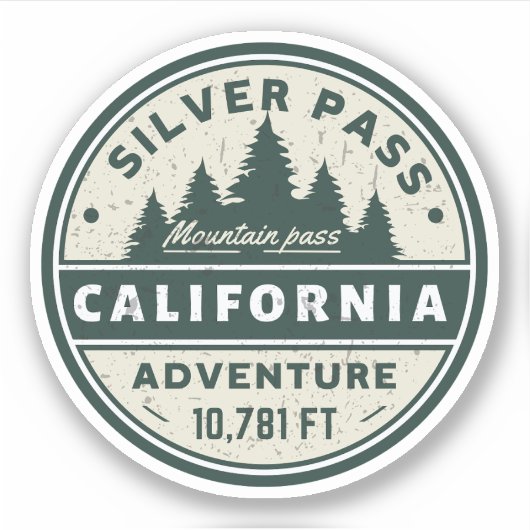 Sticker Silver pass, California randonnées trails (Devant)