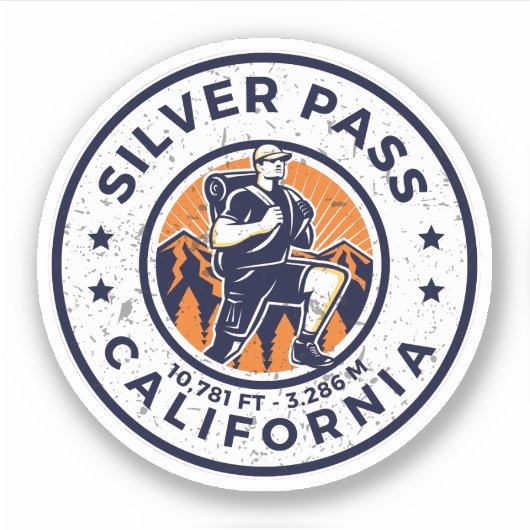 Sticker Silver pass, California randonnées trails (Devant)
