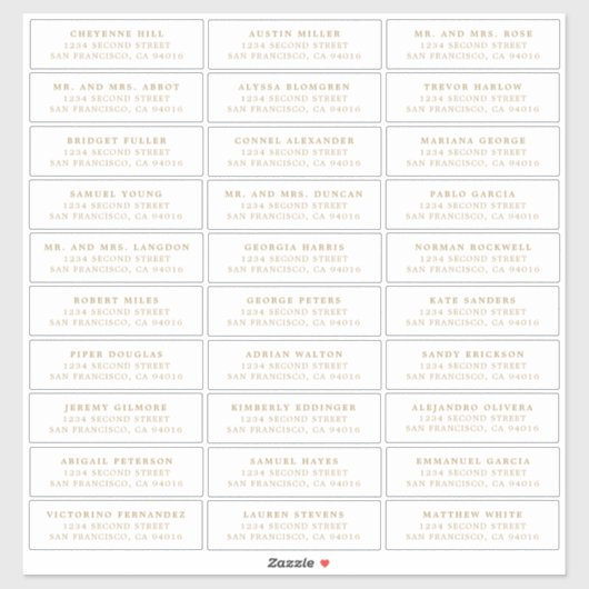Sticker Simple Antique Or Monogramme Mariage élégant (Feuille)