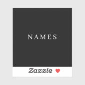 Sticker Simple Black Custom Ajouter Votre Nom Élégant (Feuille)