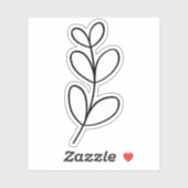 Sticker Simple Black Leaf Line Art (Feuille)