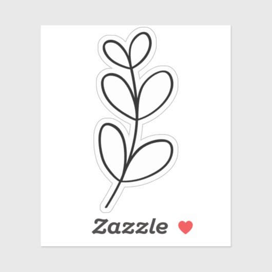 Sticker Simple Black Leaf Line Art (Feuille)