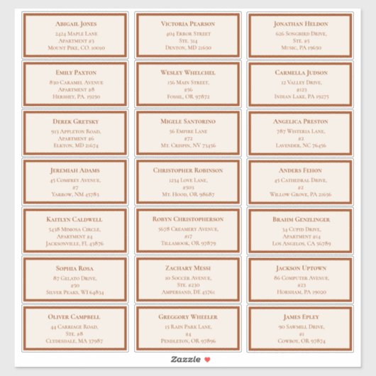 Sticker Simple Boho Ivory Mariage Adresse d'hôte (Feuille)