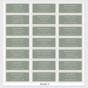 Sticker Simple Boho Sage Green Mariage Adresse d'hôte