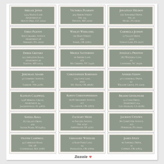 Sticker Simple Boho Sage Green Mariage Adresse d'hôte (Feuille)