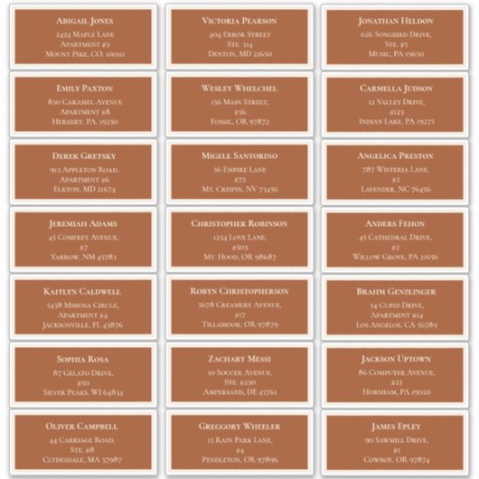 Sticker Simple Boho Terracotta Mariage Adresse d'hôte (Devant)