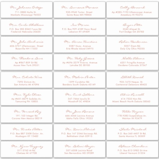 Sticker Simple Calligraphie Terracotta Mariage invité (Devant)