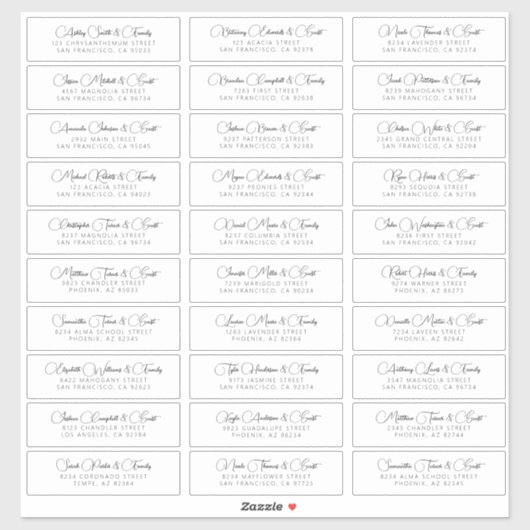 Sticker Simple Chic Moderne Mariage Nom d'hôte Adresse (Feuille)