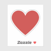 Sticker Simple classique mignon grand coeur rouge (Feuille)