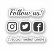 Sticker Simple Clean Suivez-nous Social Media Icônes (Devant)