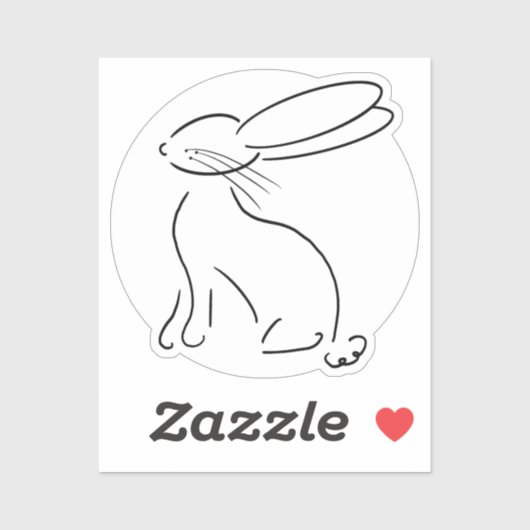 Sticker simple contour de lapin moderne noir  (Feuille)