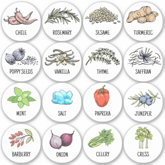 Sticker Simple cooking kitchen culinary jar herbs (Devant)