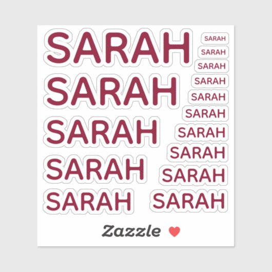 Sticker Simple Custom Girl Nom Bourgogne Casquettes en 15  (Feuille)