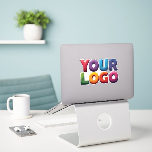 Sticker Simple Custom Logo and Text Business (Ordinateur portable sur le bureau)
