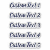 Sticker Simple écriture cursive bleu foncé 5 lignes de tex (Devant)