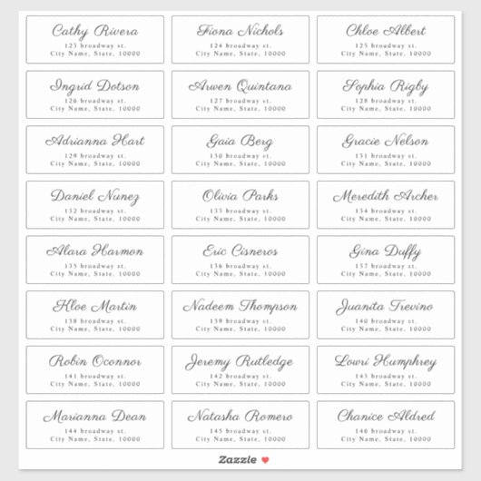Sticker Simple Elegant Classy Script Guest Address Labels (Feuille)