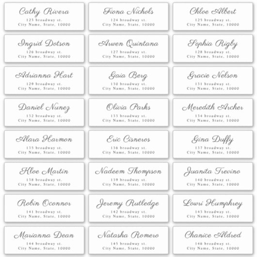 Sticker Simple Elegant Classy Script Guest Address Labels (Devant)
