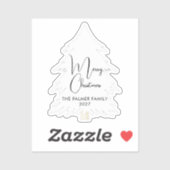 Sticker Simple Elegant Pine Tree Script Merry Christmas (Feuille)