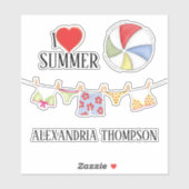 Sticker Simple Et Élégante Baignade D'Été (Feuille)