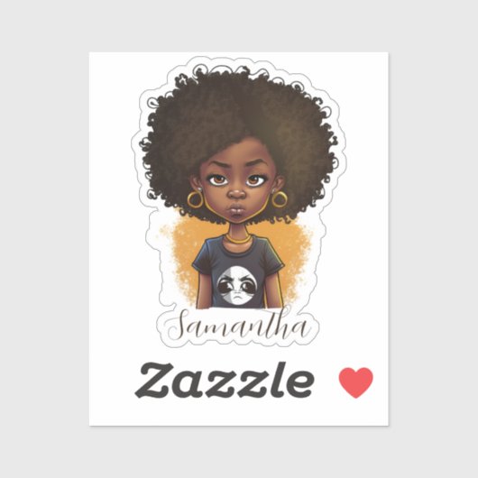 Sticker Simple femme afro (Feuille)