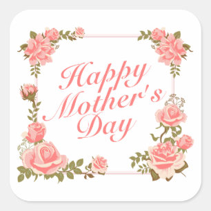 Sticker simple Happy Mère's Day Floral Frame