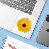 Sticker Simple marguerite jaune (Ordinateur portable avec iPhone)