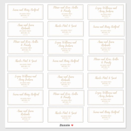 Sticker Simple Minimalist|Gold Frame Adresse du client (Feuille)