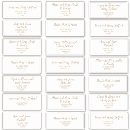 Sticker Simple Minimalist|Gold Frame Adresse du client (Devant)