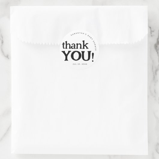 Sticker simple minimaliste en Merci de Baby shower (Sac)