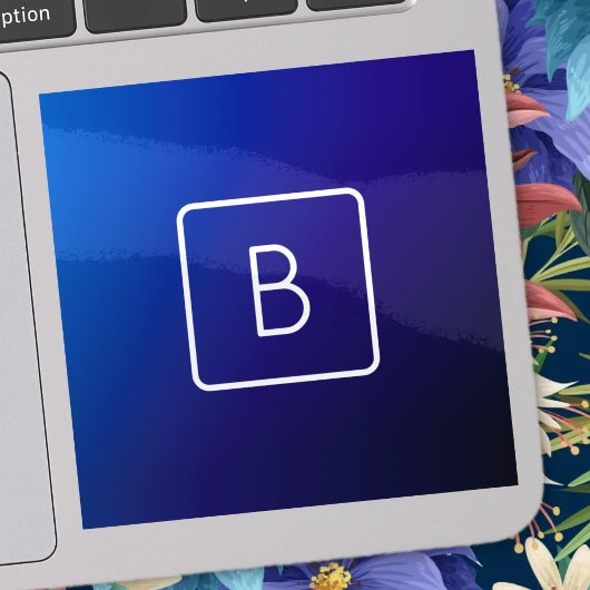 Sticker Simple moderne bleu foncé Ombre dégradé et monogra