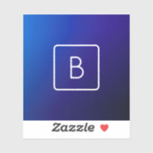 Sticker Simple moderne bleu foncé Ombre dégradé et monogra (Feuille)