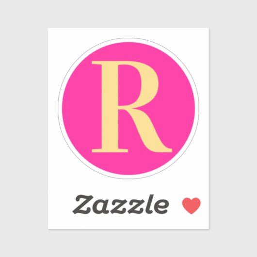 Sticker Simple Monogramme moderne Hot rose (Feuille)