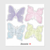 Sticker Simple Pastel Colours Minimaliste Papillons (Feuille)