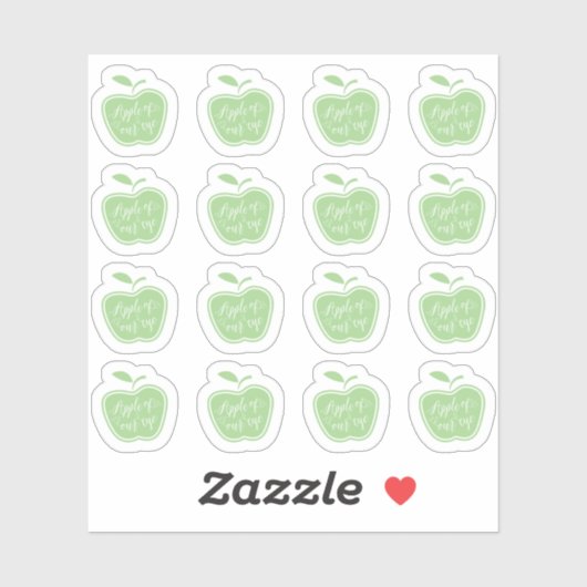 Sticker Simple Pomme verte et blanche de notre oeil (Feuille)