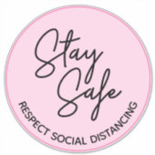 Sticker Simple Rose Séjour Sûr Respect Distances sociales (Devant)