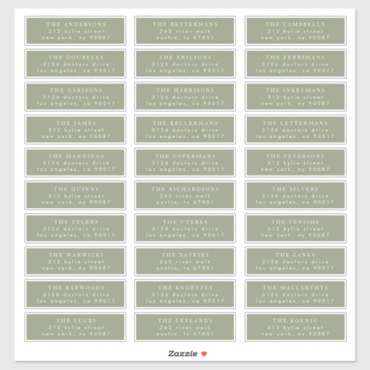 Sticker Simple Sage Vert et blanc Modernité Calligraphie (Feuille)