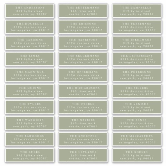 Sticker Simple Sage Vert et blanc Modernité Calligraphie (Devant)