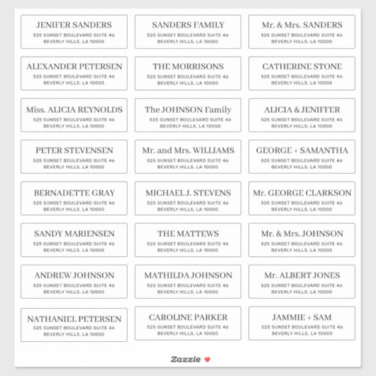 Sticker Simple typographie mariage adresse client autocoll (Feuille)