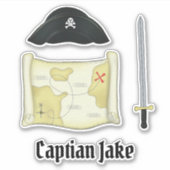 Sticker Simple Whimsical mignon Casquette Pirate Carte des (Devant)