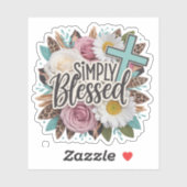 Sticker Simplement Bénis Floral Chrétien (Feuille)