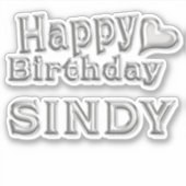 Sticker Sindy Happy Birthday (Devant)