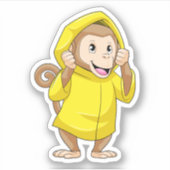 Sticker Singe à la pluie avec Raincoat (Devant)