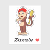 Sticker Singe au baseball avec batte de baseball (Feuille)