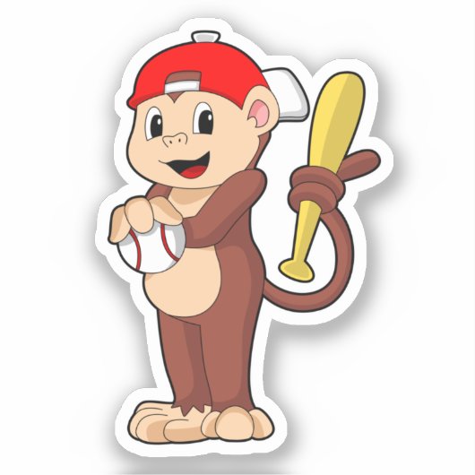 Sticker Singe au baseball avec batte de baseball (Recto)