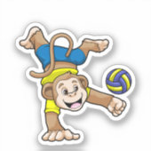 Sticker Singe aux sports avec volleyball (Recto)