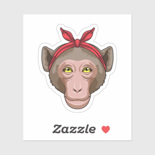 Sticker Singe avec Bandana (Feuille)