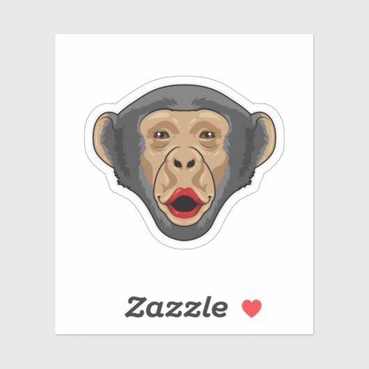 Sticker Singe avec bouche baisée (Feuille)