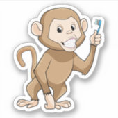 Sticker Singe avec brosse à dents (Devant)